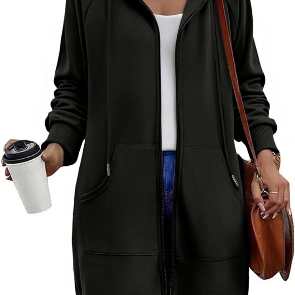 Women's Zip Up Hoodies Long Sleeve Long Tunic Sweatshirts Oversized Fleece Casua